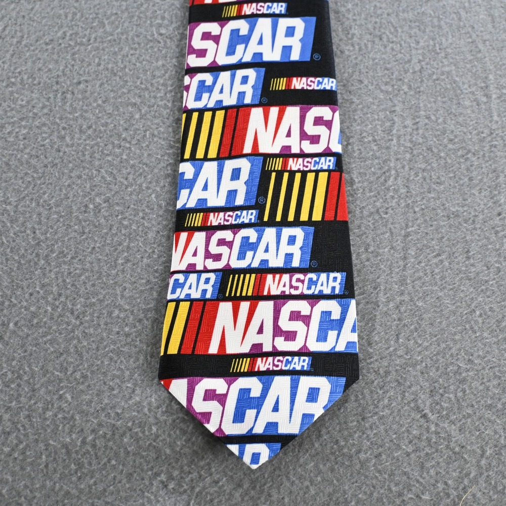 Ralph Marlin Mens NASCAR Logo Repeat Necktie One Size Black Multicolor